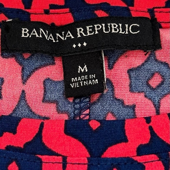 Banana Republic/Red-Blue/ Dress/Cap Sleeve Stretch/Gathered Waist Dress/ Size M - Picture 6 of 8